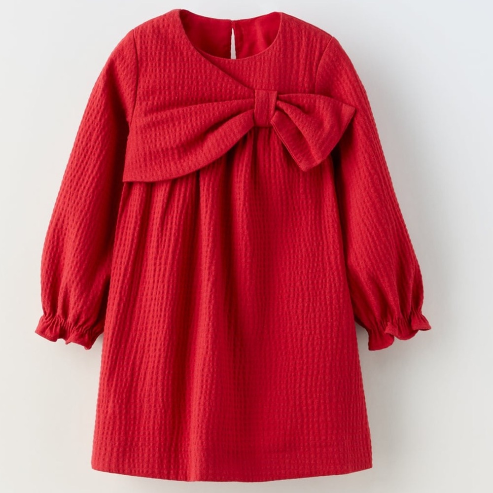Zara Girls Red Bow Dress